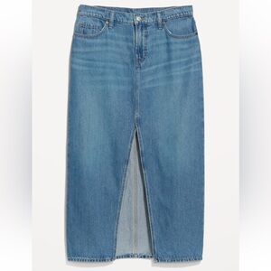 Old Navy Blue Denim Maxi Skirt Women’s 20 Long Jean Skirt Front Slit Y2K Style